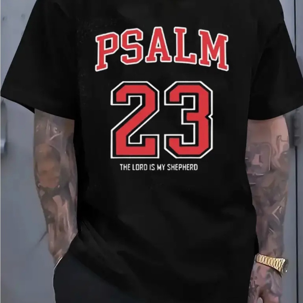 Black Graphic T-Shirt with Red Print